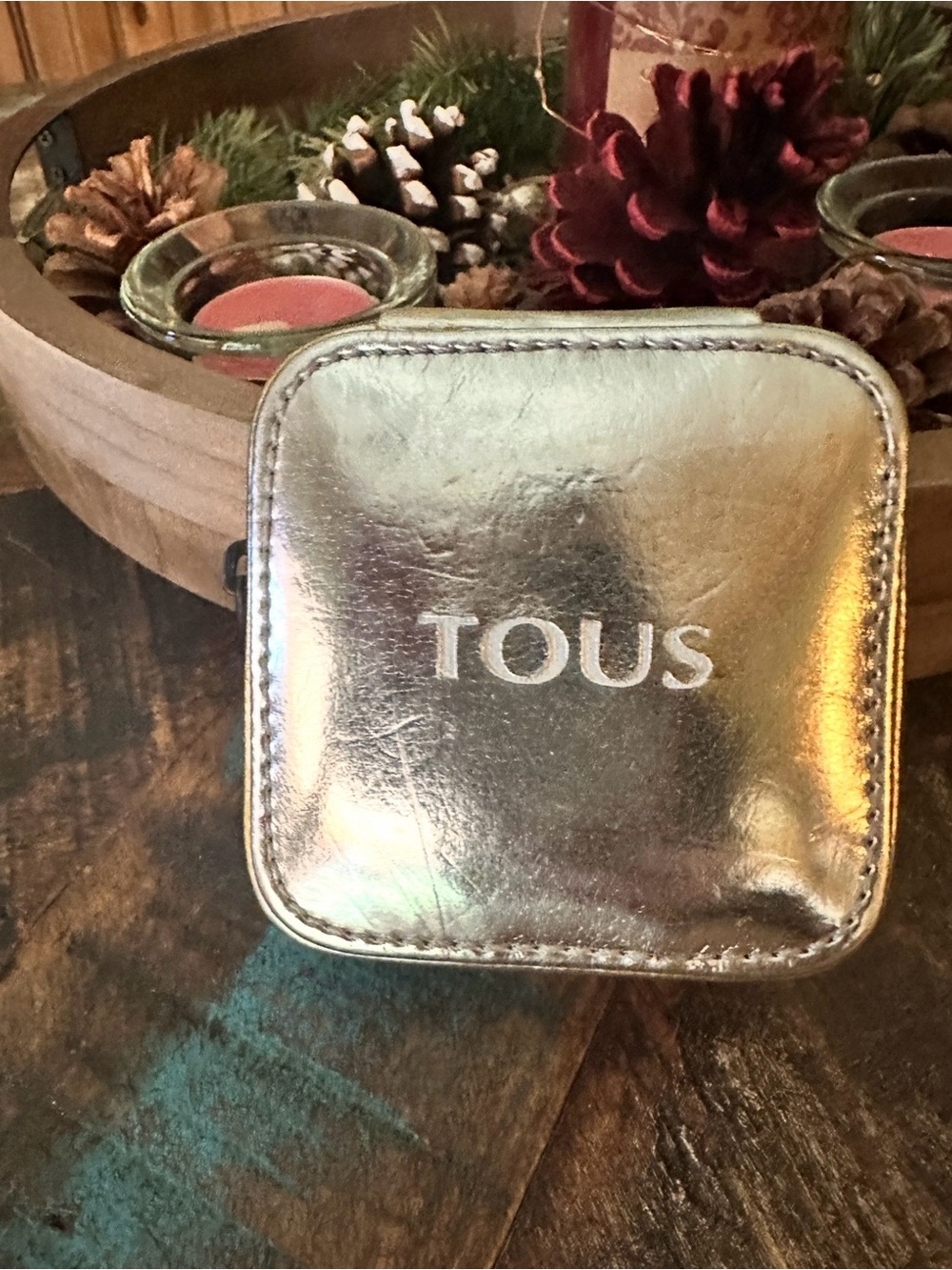 TOUS Silver Metallic Square Small Jewelry Box SIlver Plated Pre-Owned.